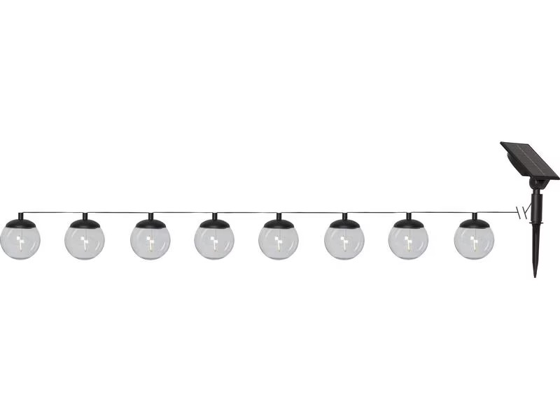 Star Trading Lichterkette Solar Globus, 8 LEDs, 2.1 m, Schwarz