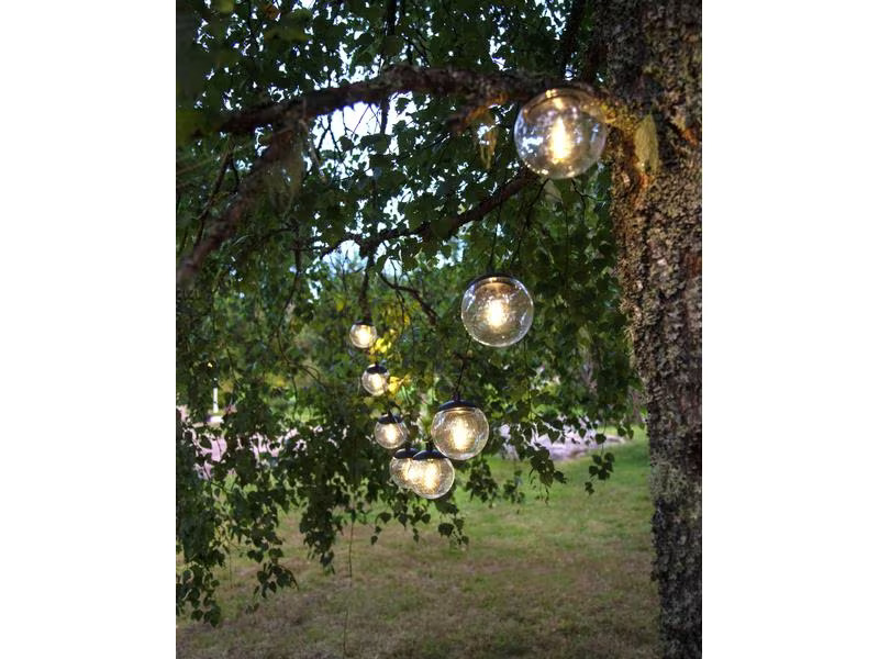 Star Trading Lichterkette Solar Globus, 8 LEDs, 2.1 m, Schwarz
