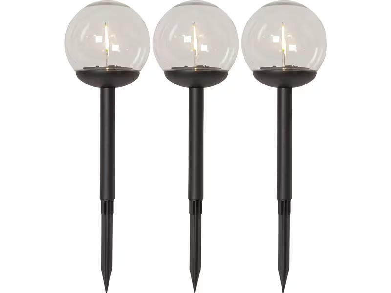 Star Trading Solar Pollerleuchte Globe, 25 cm, Schwarz, 3er Set