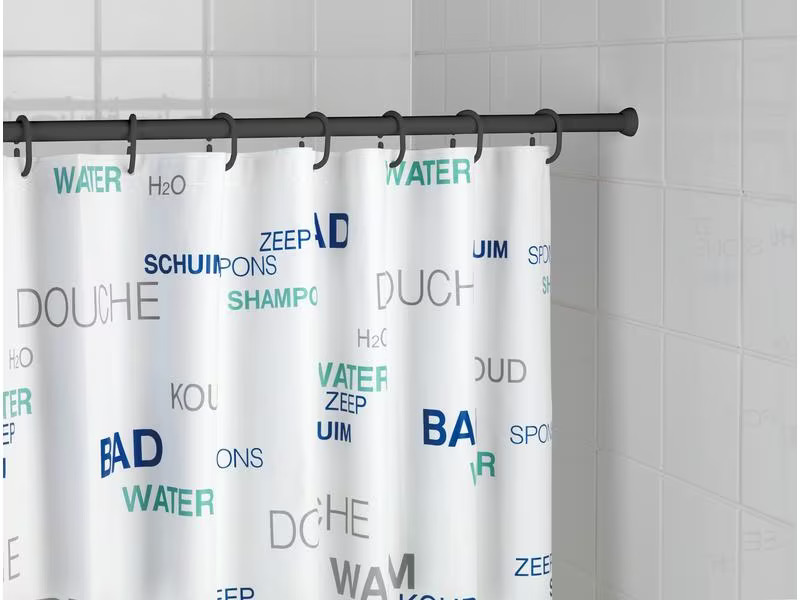 Wenko Duschvorhangstange 70 x 115 cm, Schwarz