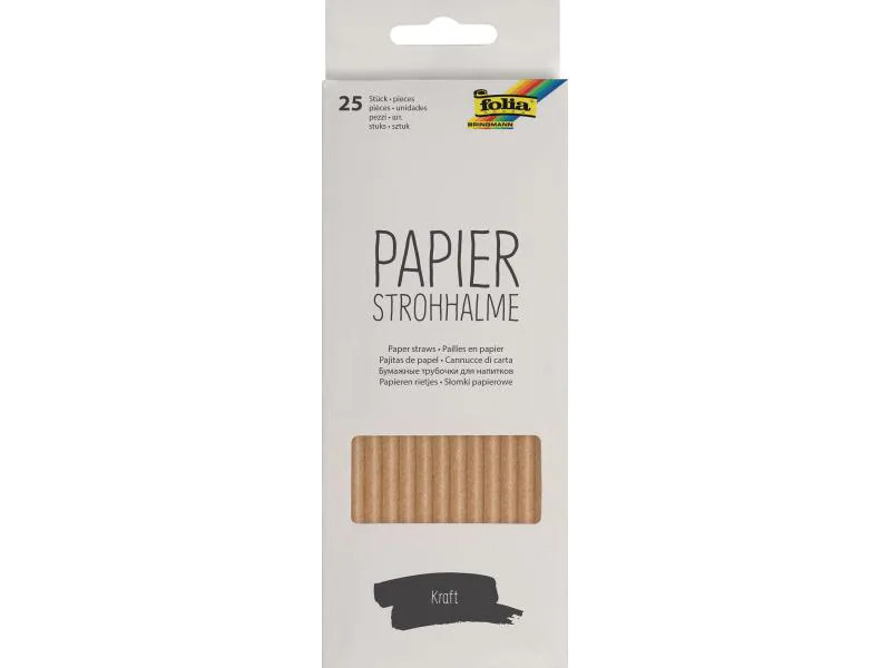 Folia Strohhalme Papier, 25 Stück, Kraft