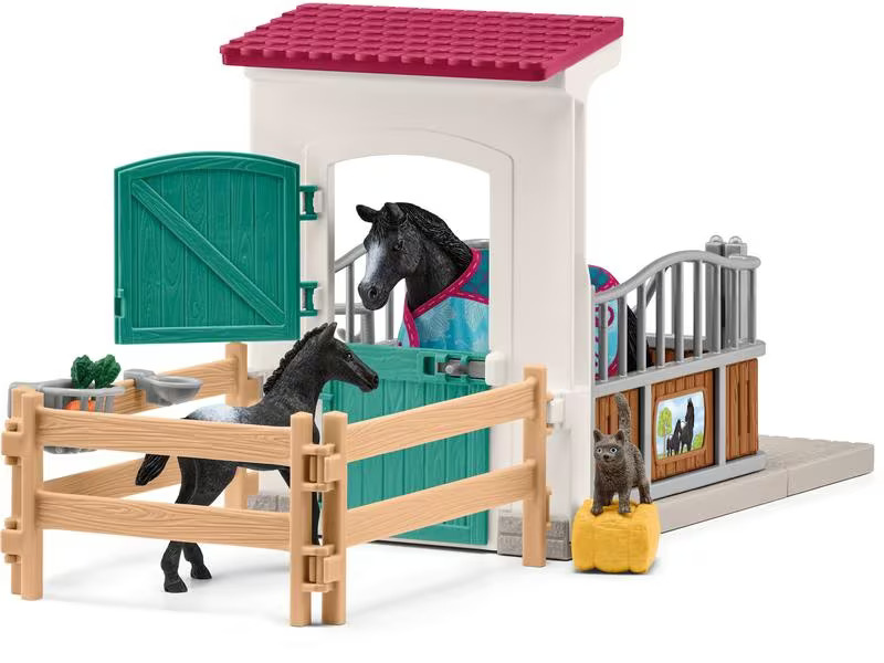 Schleich Spielfigurenset Horse Club Pferdebox mit Stute und Fohlen