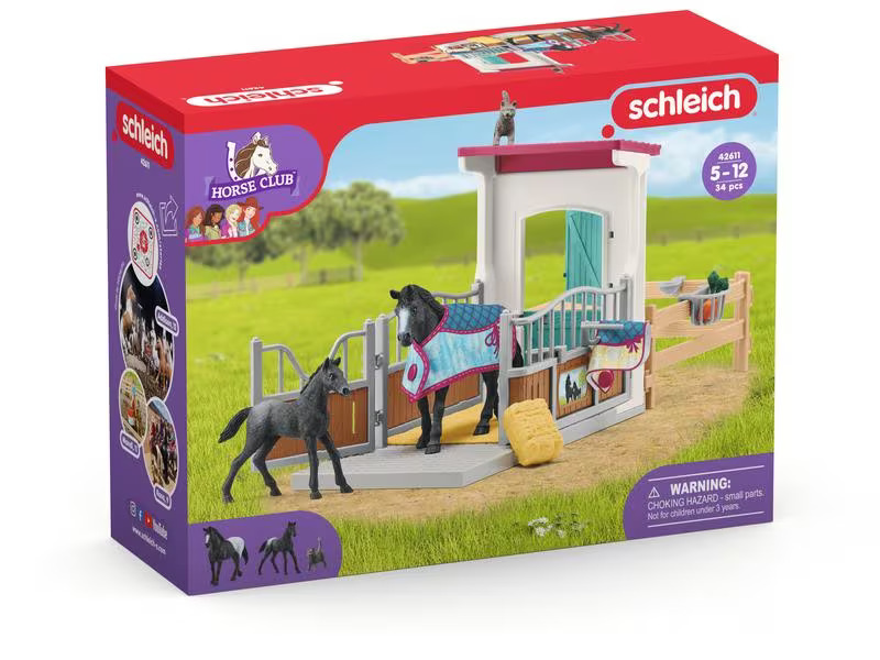 Schleich Spielfigurenset Horse Club Pferdebox mit Stute und Fohlen