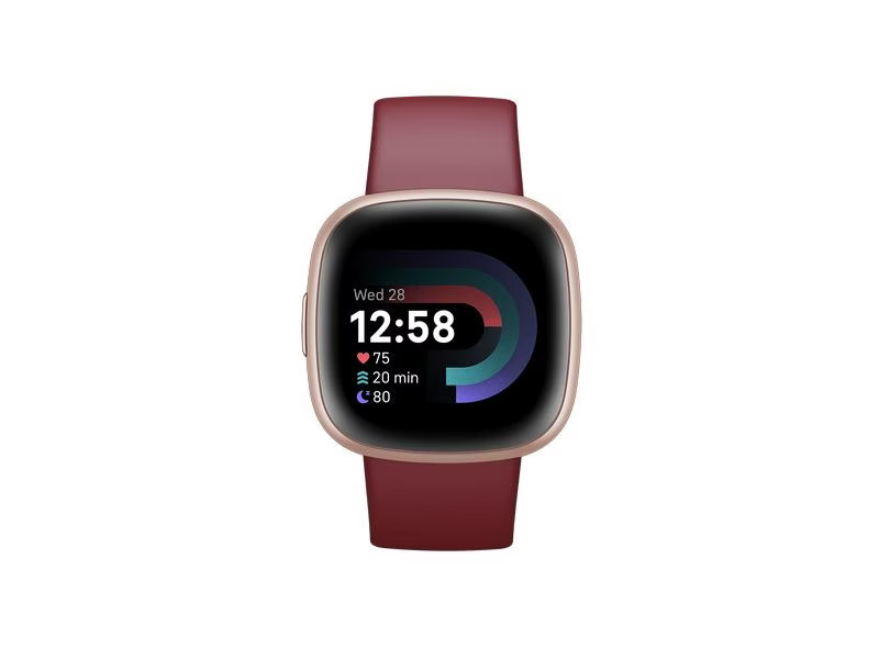 Fitbit GPS-Sportuhr Versa 4 Smartwatch Dunkelrot/Rosa