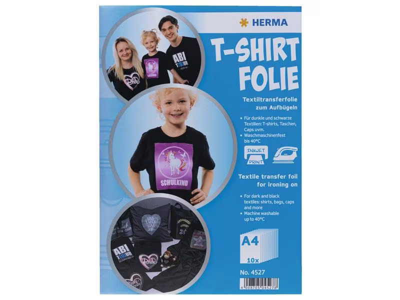 HERMA Aufbügelfolie A4, 10 Stück, Weiss