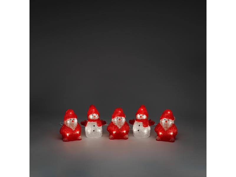 Konstsmide LED-Figur Acryl Schneemänner &amp; Santas, 5er Set