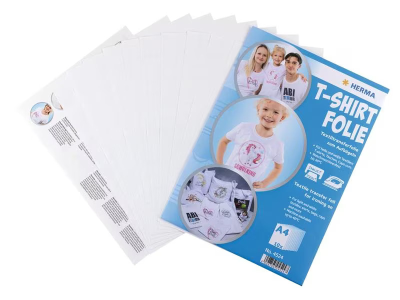 HERMA Aufbügelfolie A4, 20 Stück, Weiss