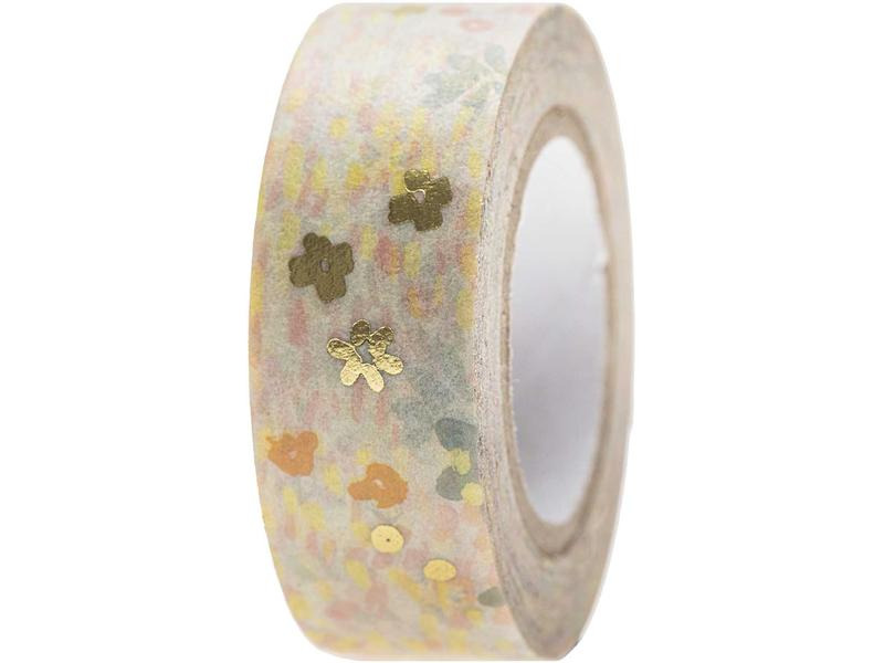 Rico Design Washi Tape Blumenwiese 1.5 cm x 10 m, Türkis