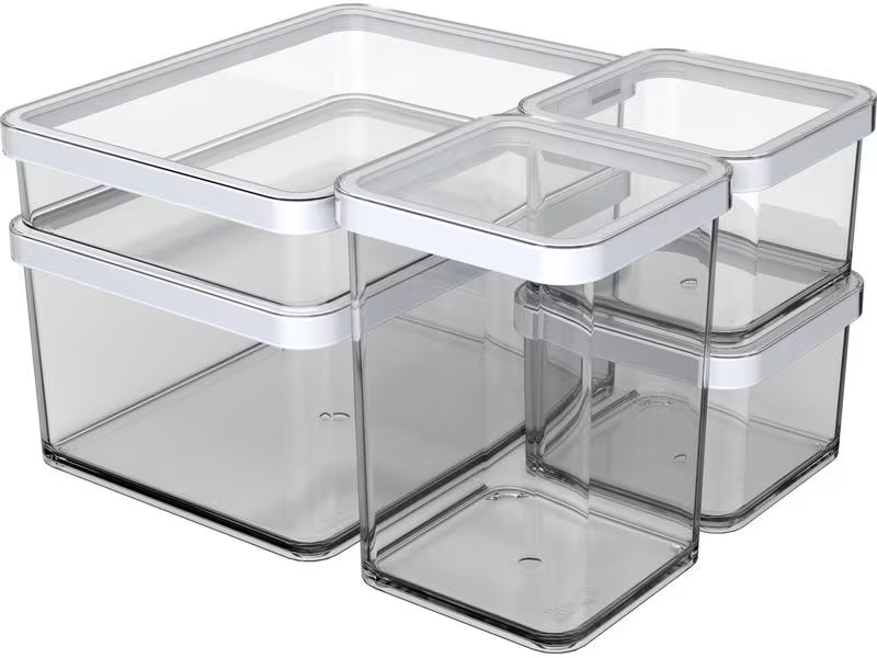 Rotho Vorratsdose Loft 5 Stück, 5.25 l, Transparent/Weiss