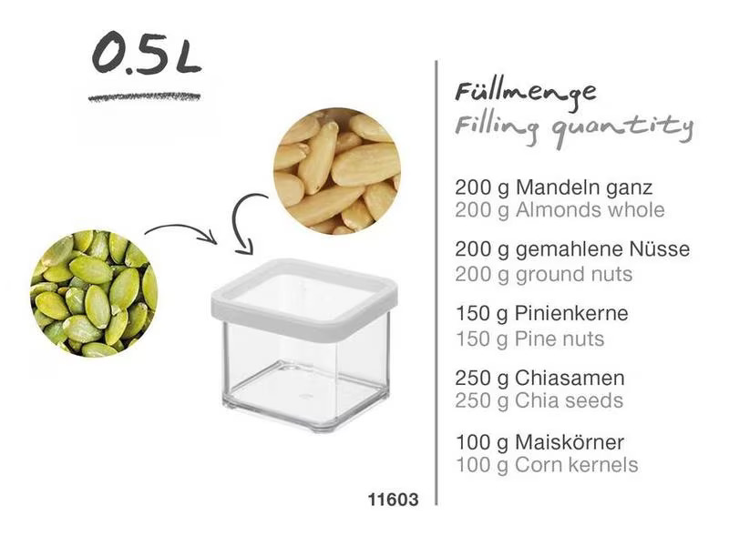 Rotho Vorratsdose Loft 5 Stück, 5.25 l, Transparent/Weiss