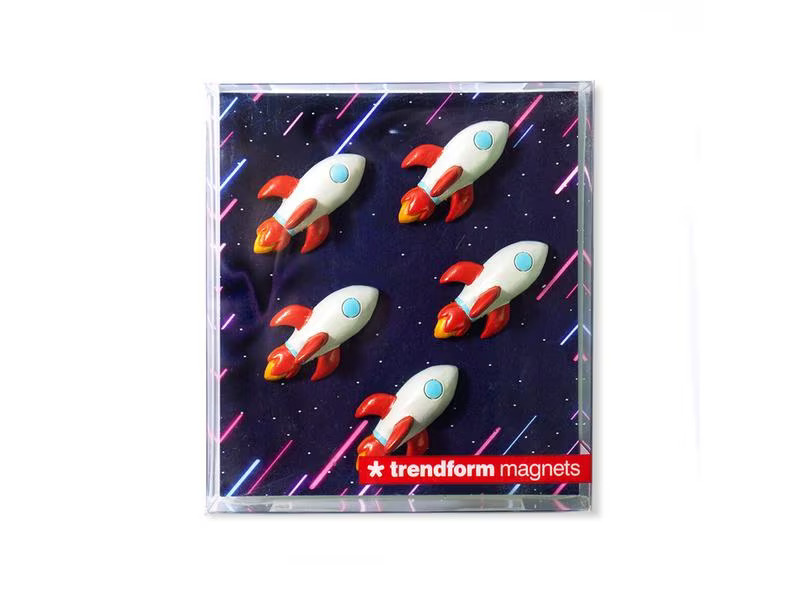 Trendform Haftmagnet Rakete 5er Set, Rot/Weiss