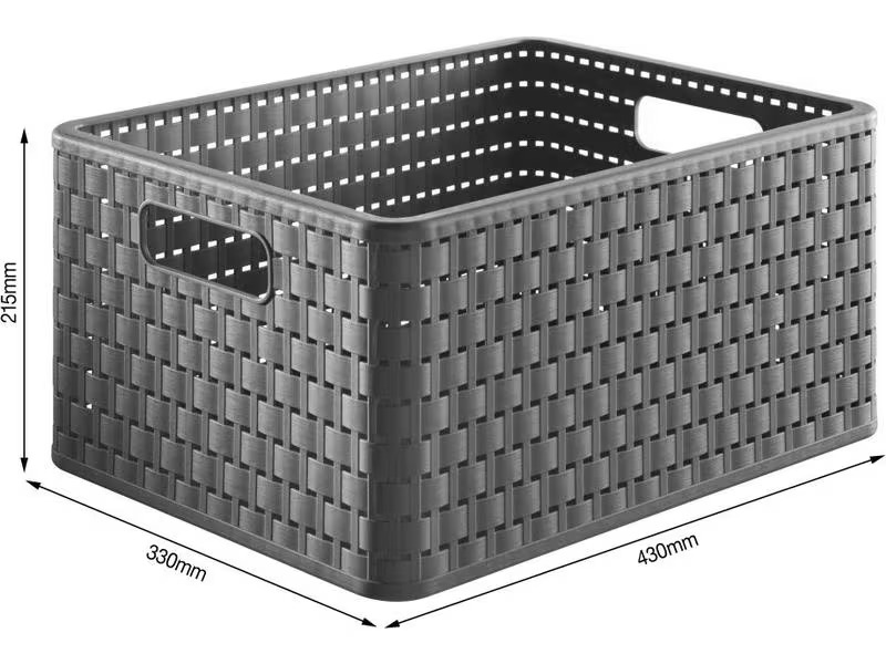 Rotho Aufbewahrungskorb Country 36,8 x 27,8 x 19,1 cm, Anthrazit
