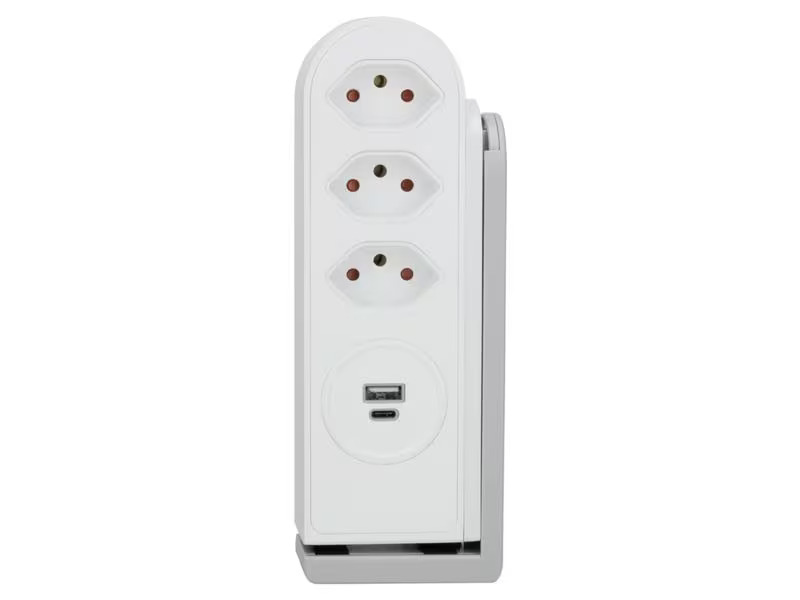 STEFFEN Tischsteckdosenleiste Clamp 3x T13, USB-A+C, Weiss