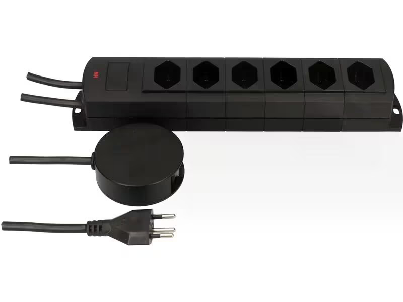 Max Hauri Steckdosenleiste Prime Line 6x T13 mit ext. Schalter Schwarz
