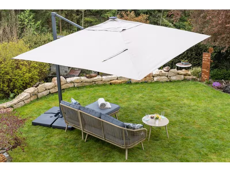 COCON Sonnenschirm mit LED, 300 x 300 cm, hängend, Taupe