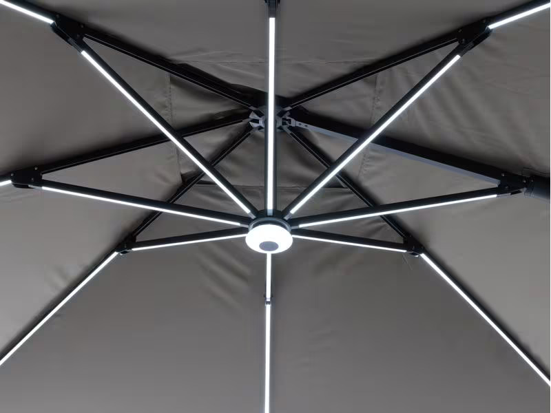 COCON Sonnenschirm mit LED, 300 x 300 cm, hängend, Taupe