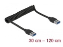 Delock USB 3.0-Spiralkabel USB-A – USB-A, 5 Gbps, Schwarz 1.2 m