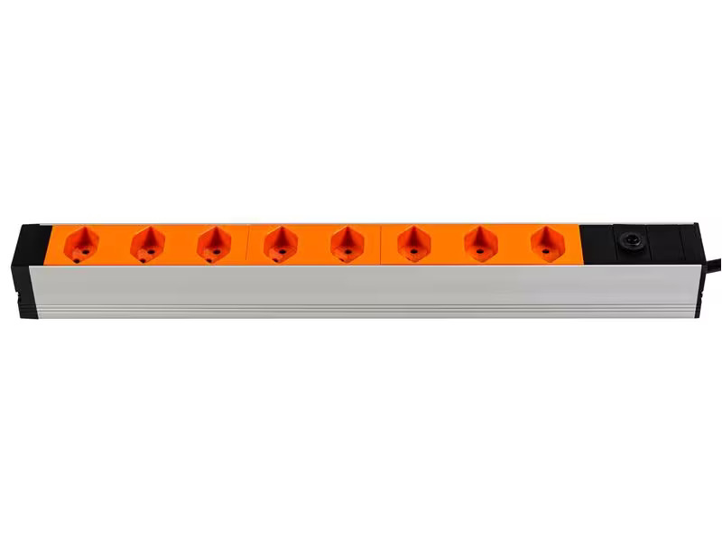FURBER.power 19 Steckdosenleiste 8x T13 mit Schalter Orange