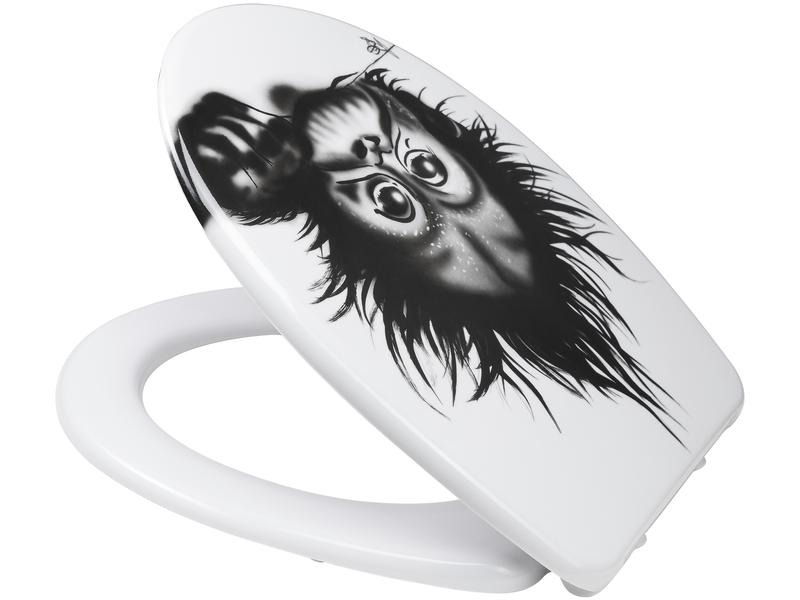 Diaqua Toilettensitz Monkey mit Absenkautomatik, Weiss/Schwarz