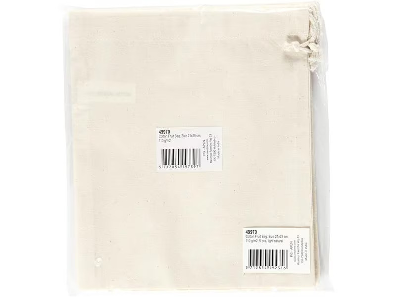 Creativ Company Stoffbeutel 21 x 25 cm, 5 Stück, Hellnatur