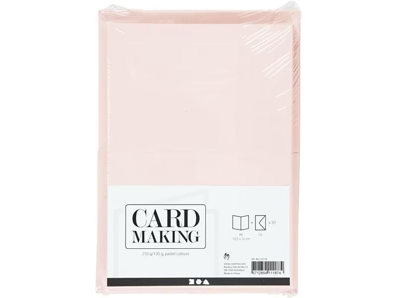Creativ Company Blankokarte und Couvert 10.5 x 15 cm, 50 Stück, Pastell