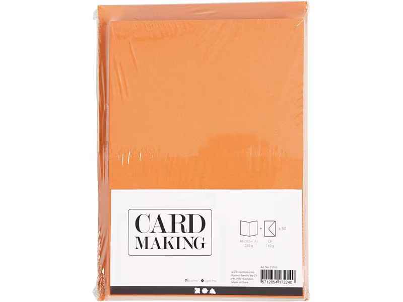 Creativ Company Blankokarte und Couvert 10.5 x 15 cm, 50 Stück, Mehrfarbig