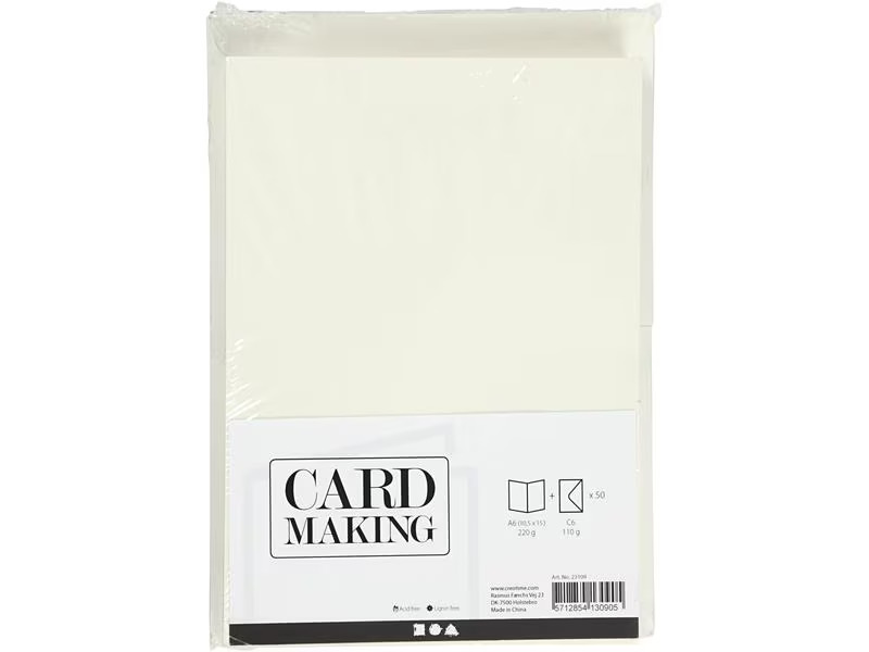 Creativ Company Blankokarte und Couvert 10.5 x 15 cm, 50 Stück, Beige