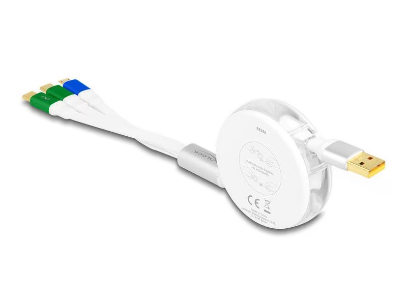 Delock USB 2.0-Kabel USB A – Micro-USB B/2x USB C 1.13 m, Weiss
