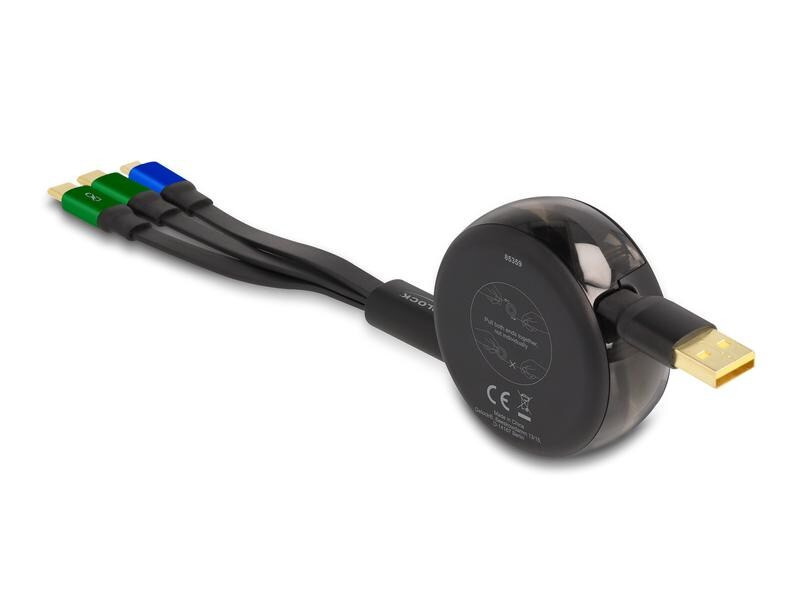 Delock USB 2.0-Kabel USB A – Micro-USB B/2x USB C 1.13 m, Schwarz