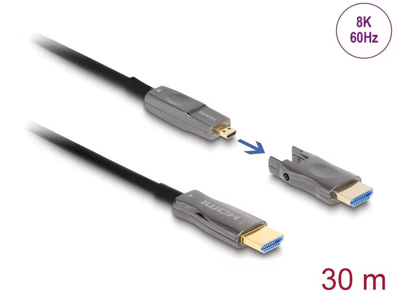Delock Optisches Kabel 5 in 1 HDMI, 30 m, 8K 60 Hz, aktiv