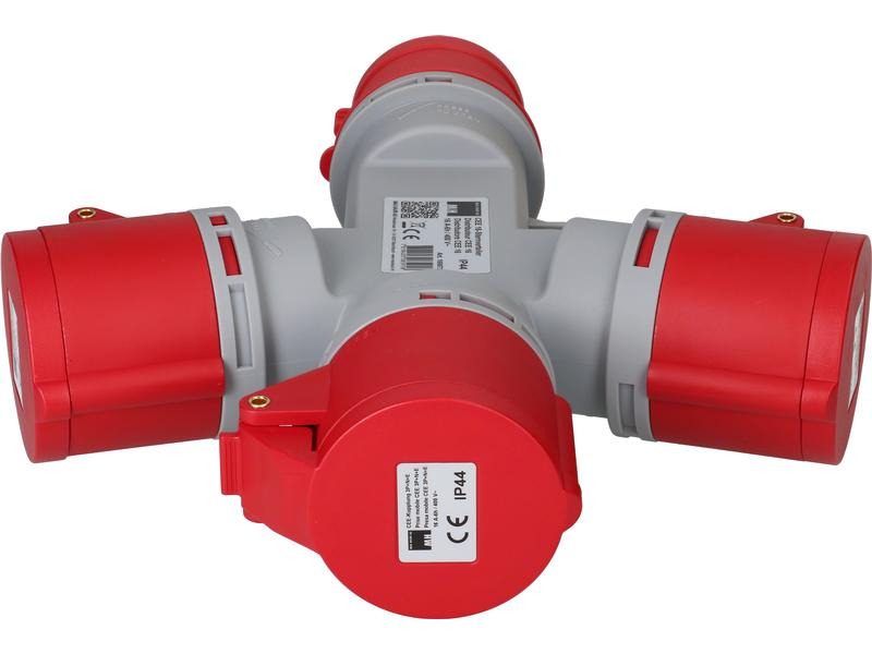 Max Hauri Sternverteiler 1x CEE16/5 - 3x CEE16/5, 400 V, IP44, Rot