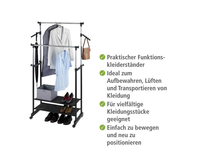 Wenko Garderobenständer All In 117 cm/169 cm, Schwarz/Silber