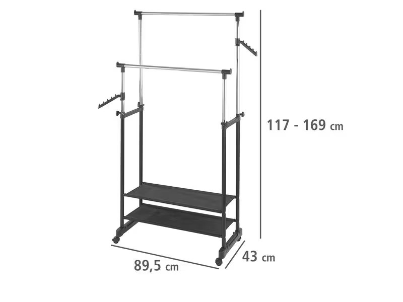Wenko Garderobenständer All In 117 cm/169 cm, Schwarz/Silber