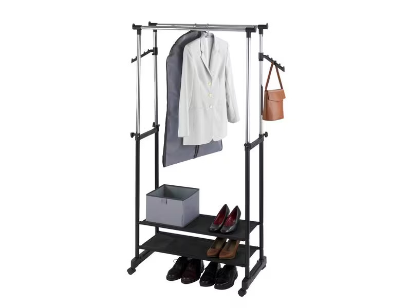 Wenko Garderobenständer All In 117 cm/169 cm, Schwarz/Silber