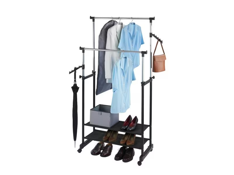 Wenko Garderobenständer All In 117 cm/169 cm, Schwarz/Silber