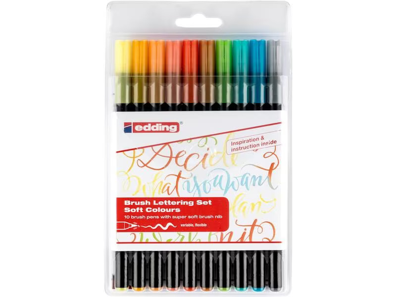 edding Malstiftebox  Brushpen 1340 soft colours 10 Stück, Assortiert