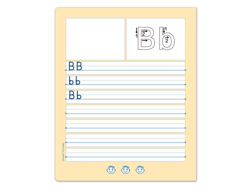 Formati Lernheft Druckschrift B.1, 19.5 x 24 cm, Liniert, Mehrfarbig