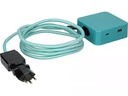 maxTex Steckdosenleiste Cube 3x T13, USB A/C, Türkis/Schwarz