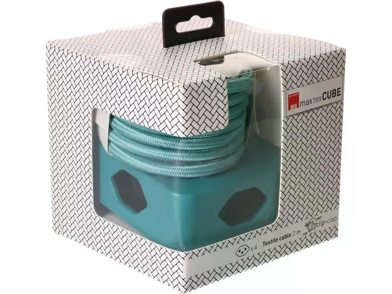 maxTex Steckdosenleiste Cube 4x T13, Türkis/Schwarz