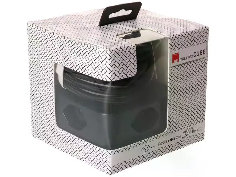 maxTex Steckdosenleiste Cube 4x T13, Schwarz/Schwarz