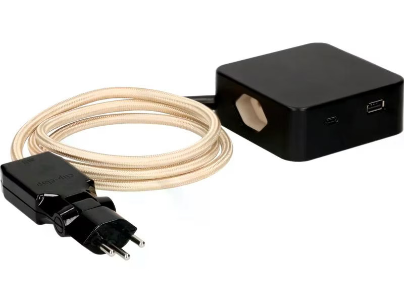 maxTex Steckdosenleiste Cube 3x T13, USB A/C, Schwarz/Sand