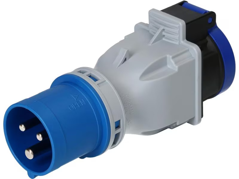 maxCAMP Adapterstecker CEE16/3 - T23, Blau/Grau