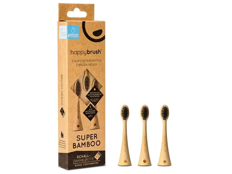 happybrush Zahnbürstenkopf Bambus V3 3 Stück