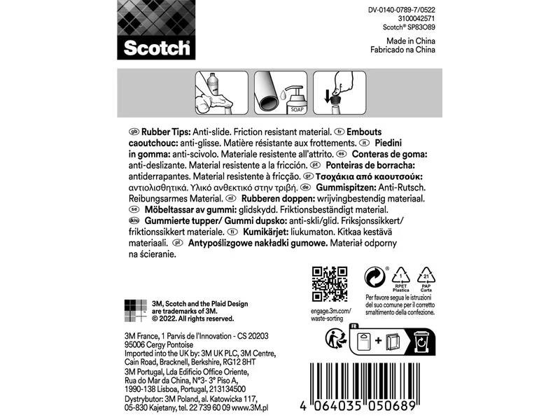 3M Stuhlbeingleiter Ø 22 mm, Schwarz, 4er Pack