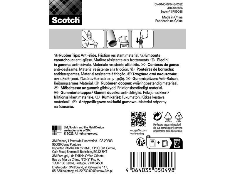 3M Stuhlbeingleiter Ø 18 mm, Schwarz, 4er Pack