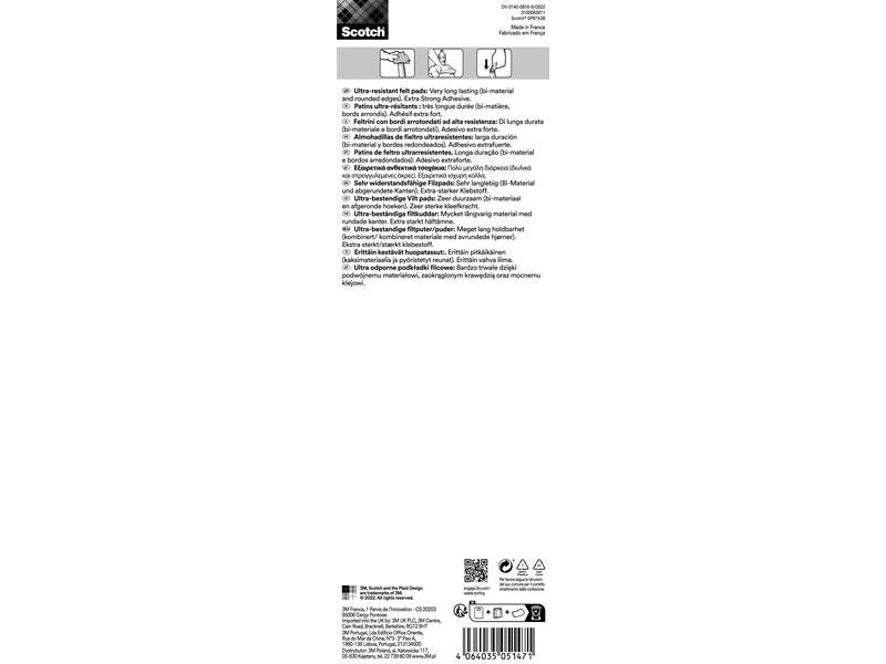 3M Filzgleiter Ultra Resistant, 208 mm x 15 mm, Grau, 4er Pack