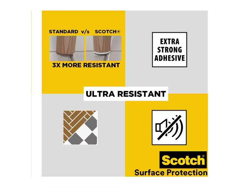 3M Filzgleiter Ultra Resistant, 24 mm x 22 mm, Grau, 12er Pack