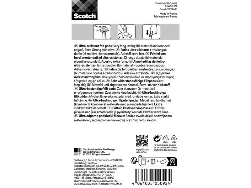3M Filzgleiter Ultra Resistant, Ø 17 mm, Grau, 16er Pack
