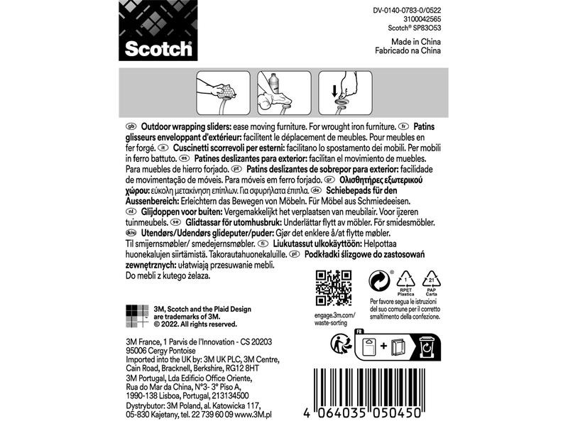 3M Möbelgleiter Outdoor, Ø 22 - 25 mm, Grau, 4er Pack