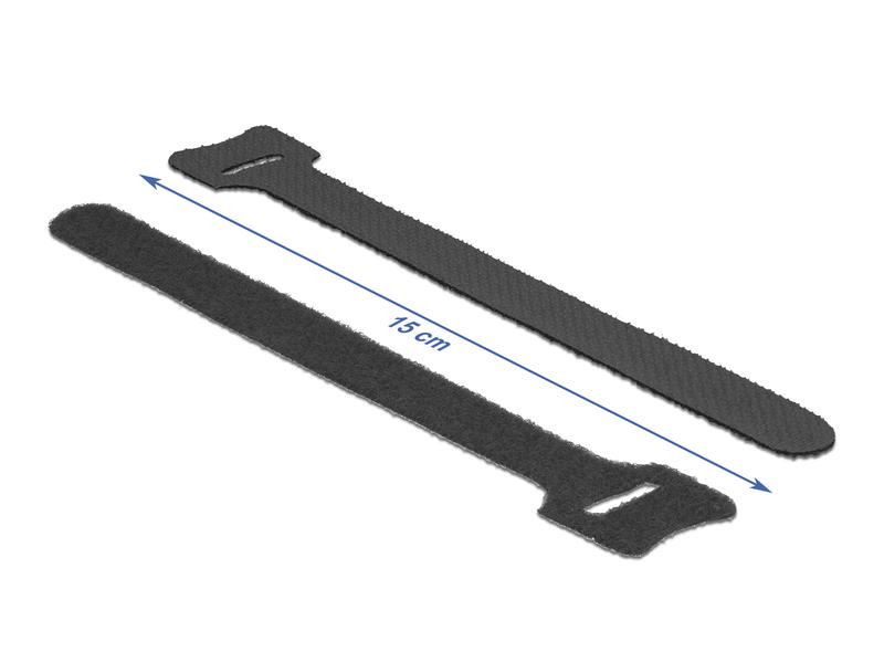 Delock Klettkabelbinder Schwarz 150 mm x 12 mm, 10 Stück